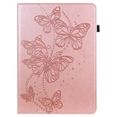 Funda de cuero con tapa horizontal y diseño de mariposa en relieve para iPad mini 2024/mini 6, iPad Pro 11 2022/2021/Air 4, iPad 10.2/Air 10.5 2019, iPad mini 5/4/3/2/1, iPad 9.7 (2018/2017)/Air 2/Air